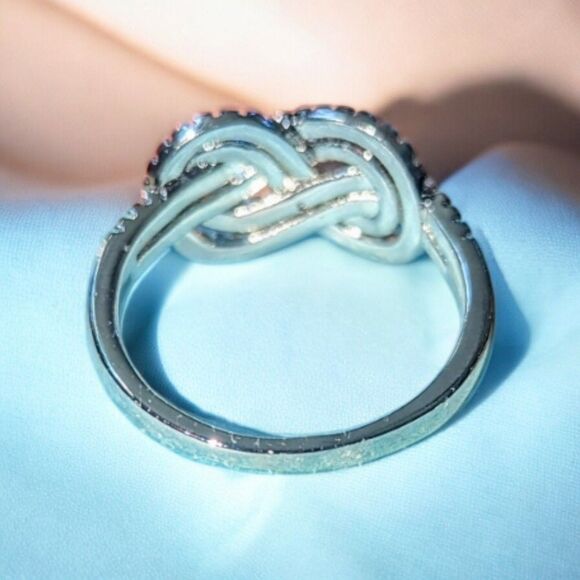 Simulated Diamond Pave Infinity Knot Wedding Ring Size 10, 11 - Picture 2 of 6
